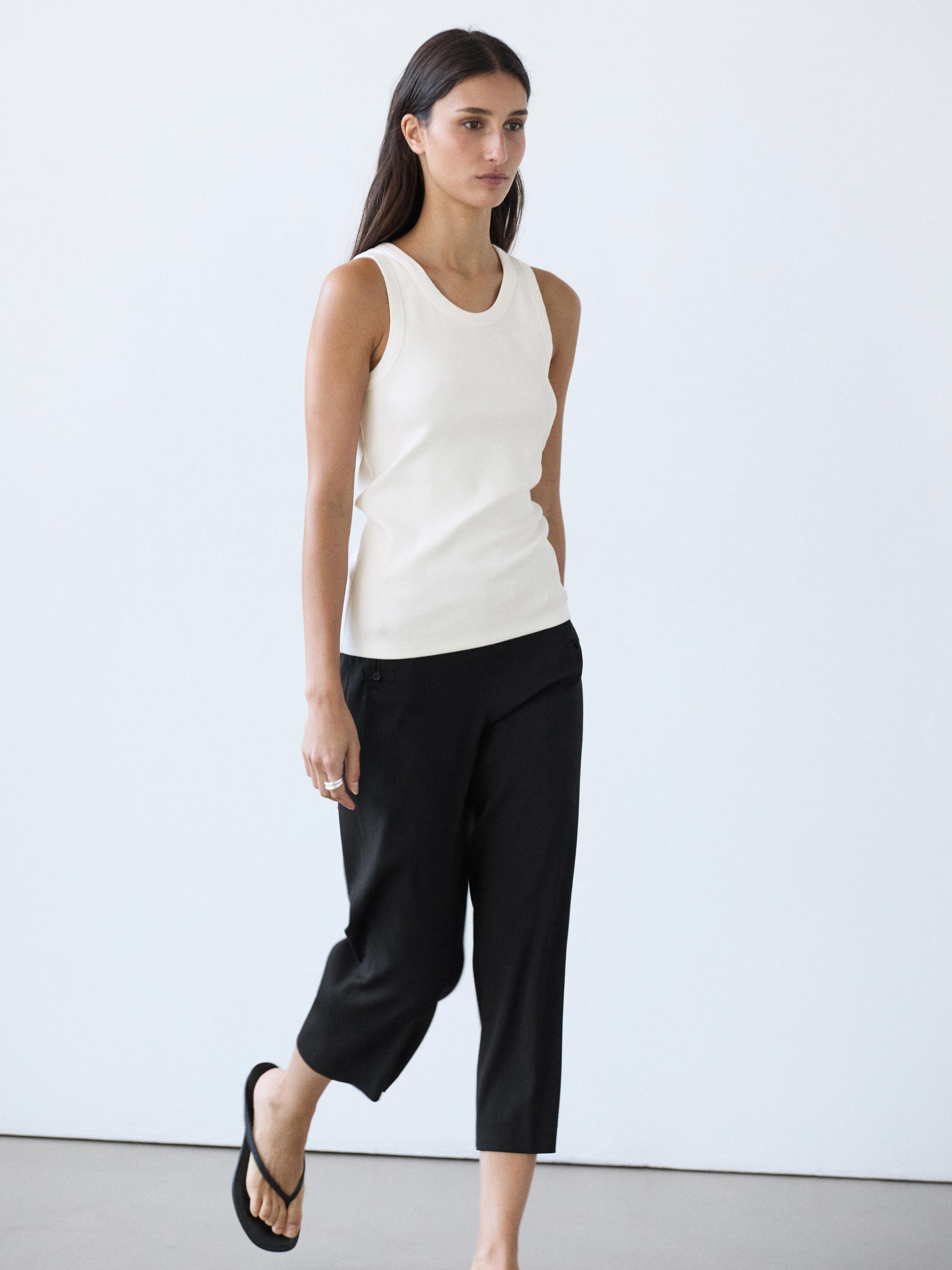 T-shirt encolure américaine en coton mélangé